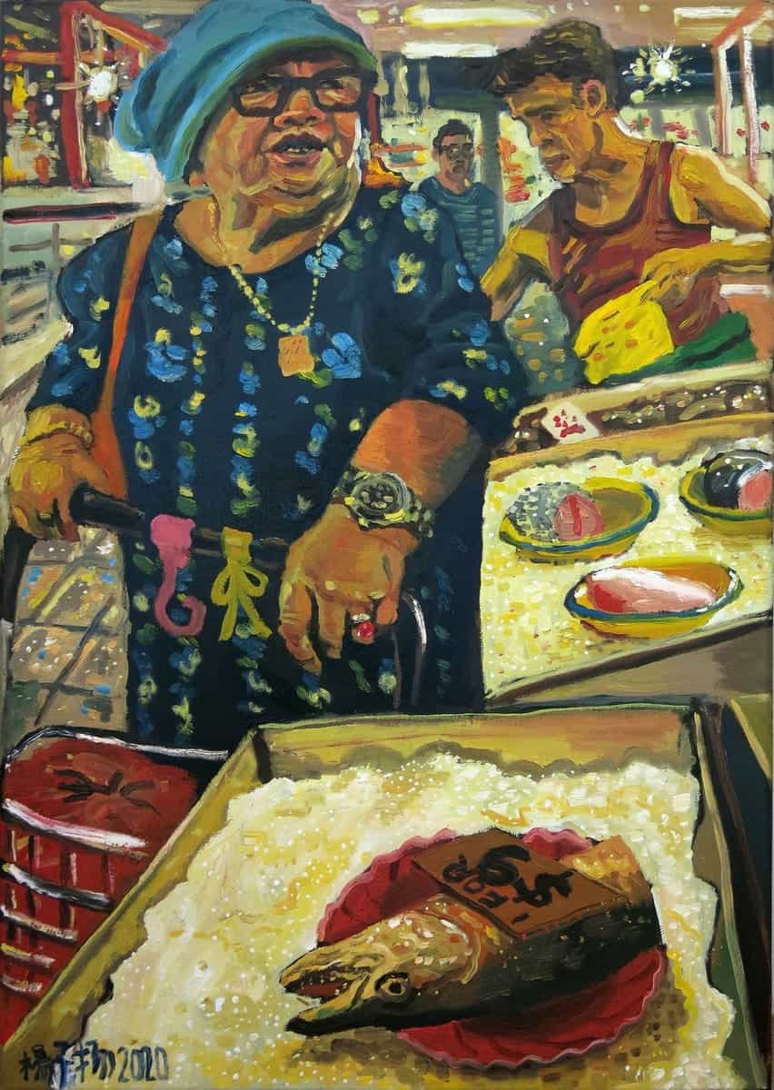 Yeo Tze Yang, Buying Fish, 2020, oil on canvas