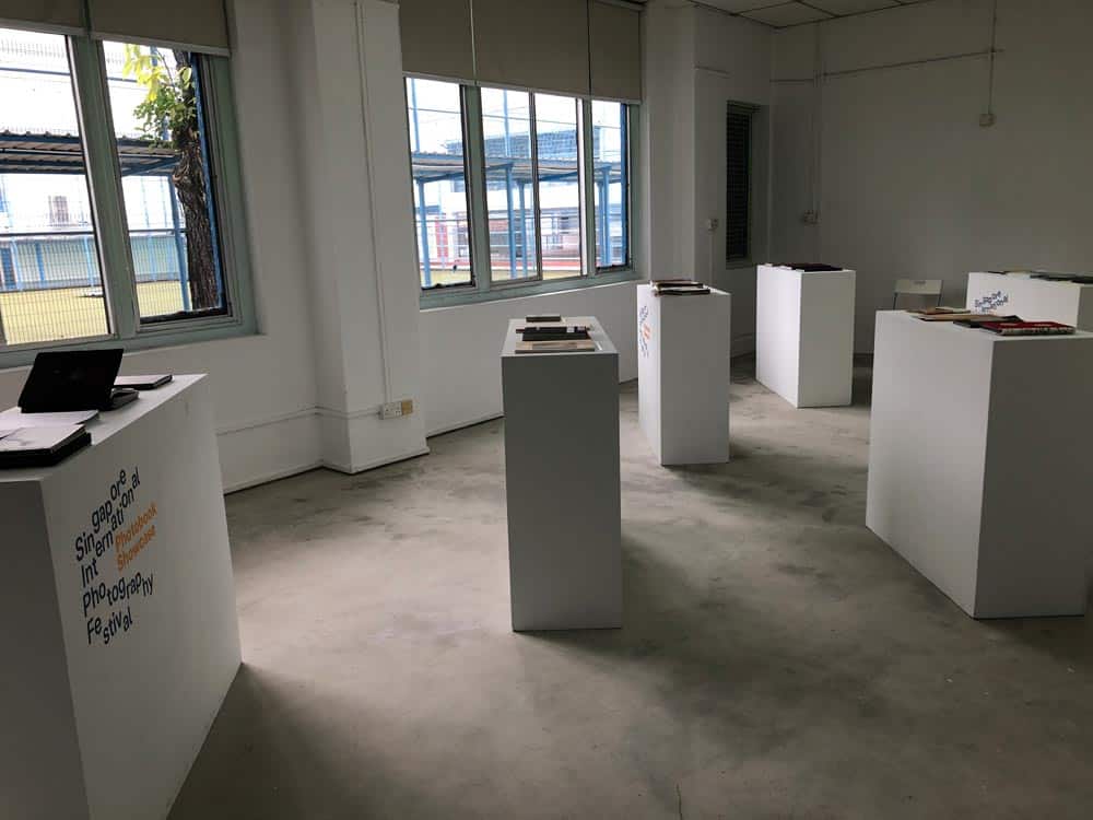 Exhibition view of the photobook gallery.