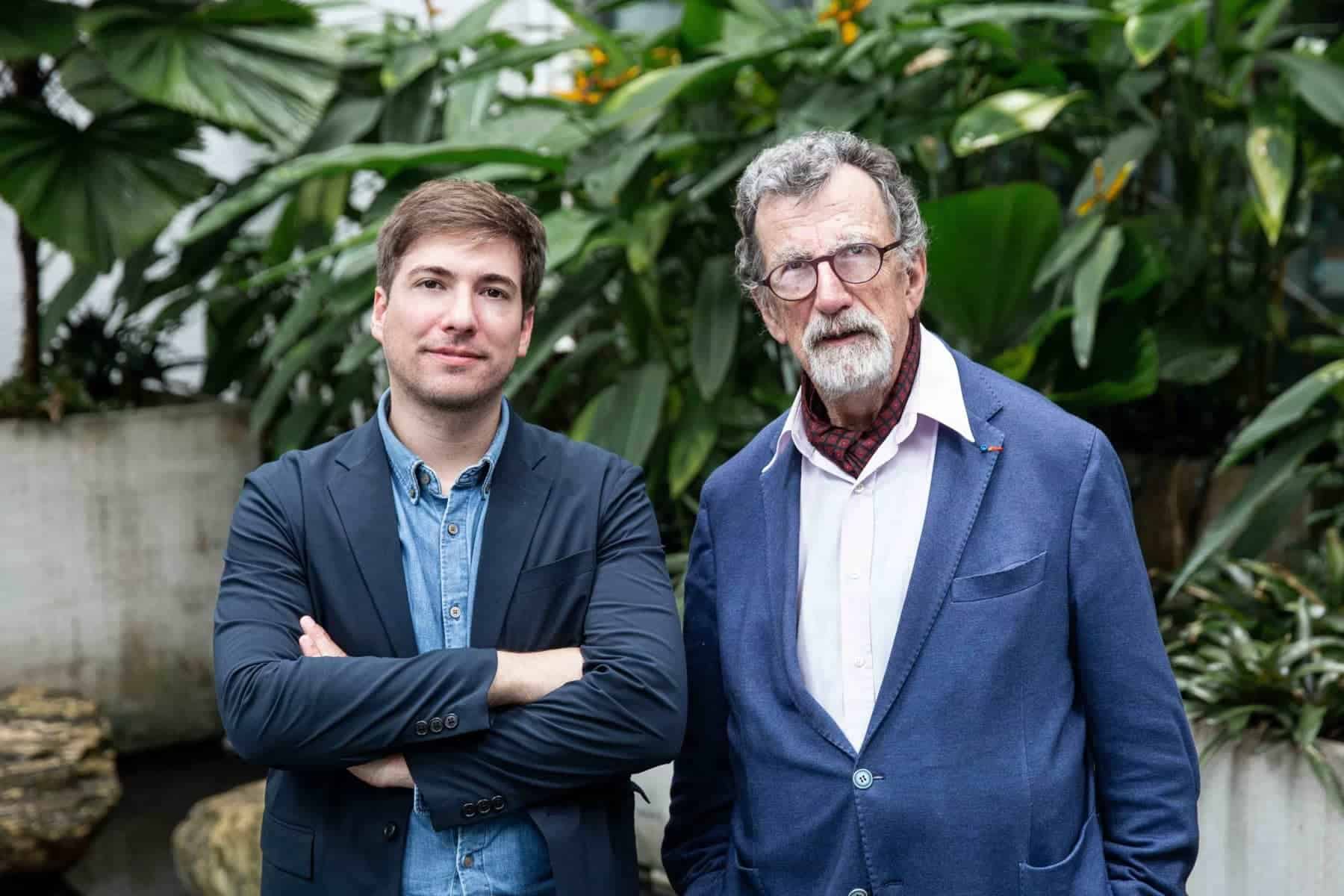 Co-curators of the 2020 Taipei Biennial, French philosopher Bruno Latour (right) and curator Martin Guinard (left)