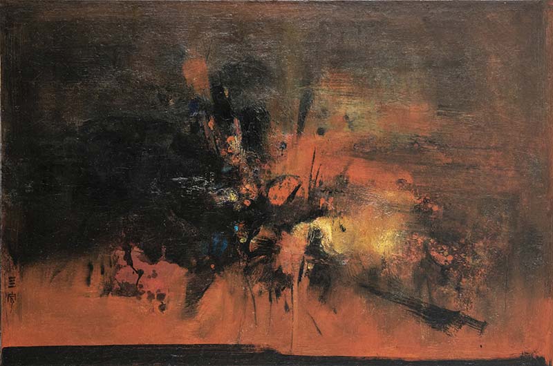 Landscape No.3 (c. 1963), Oil on canvas, 71.5 x 107 cm. Artwork by Cheong Soo Pieng