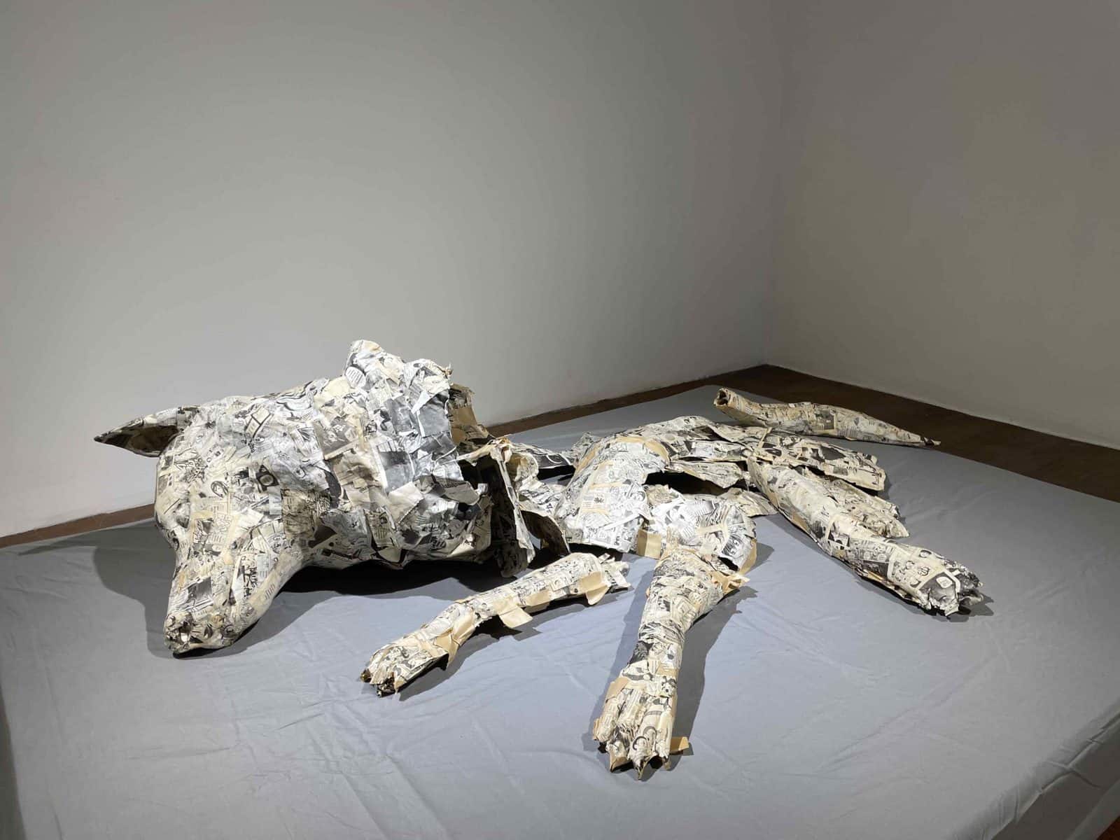 Japanese Wolf, 2018, Papier-mache’ sculpture by Ruangsak Anuwatwimon