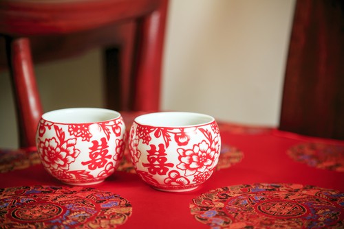 Traditional Chinese wedding tea cups