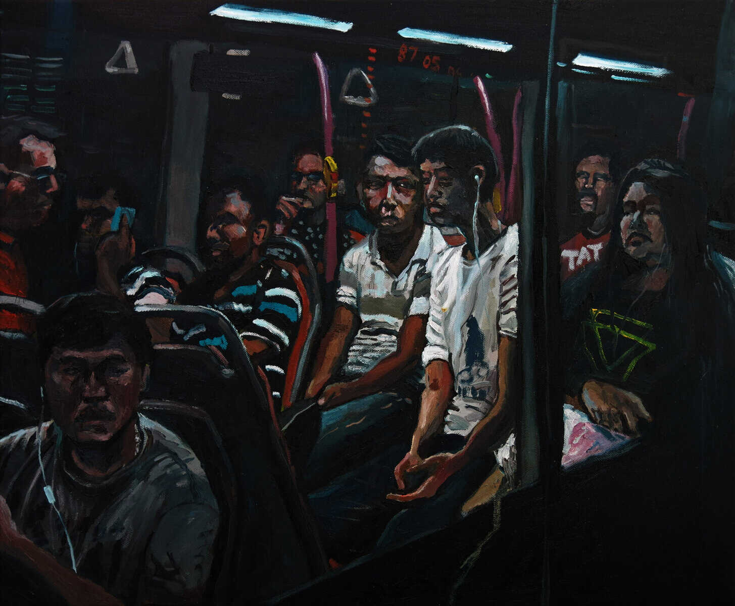 Passengers, 2016, Oil on canvas, 50.5 x 61 cm. Image courtesy of Yeo Tze Yang
