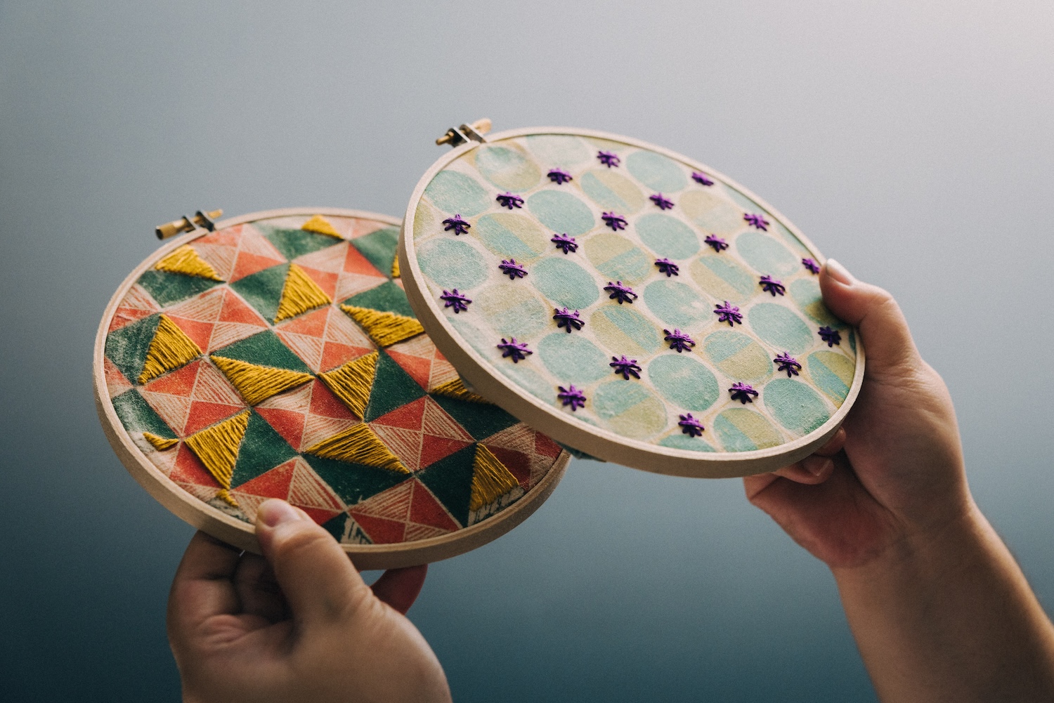 relief and embroidery